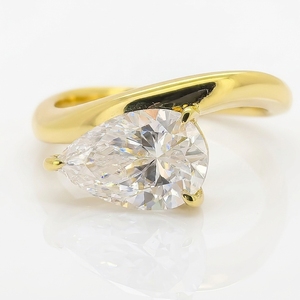 Anillo de compromiso de moissanita Telula con forma elegante, talla 3ct, engaste solitario, oro S925, moissanita tipo diamante - Product Image 2