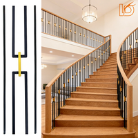 En gros, Balustre d'escalier en fer forgé classique et simple, en métal, finition Or blanc et Noir, forme ovale et carrée fendue, 1/2 pouce, pour rampe d'escalier