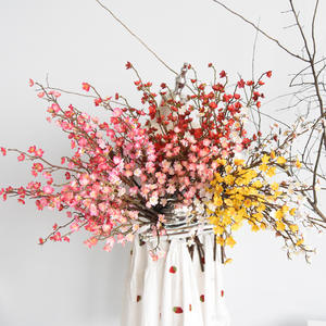 O-X0100 Vente chaude Fournisseur Bouquet <span class=keywords><strong>de</strong></span> fleurs artificielles Fleurs en soie faites à <span class=keywords><strong>la</strong></span> main Branches <span class=keywords><strong>de</strong></span> fleurs artificielles Prunier artificiel Fleur <span class=keywords><strong>de</strong></span> prunier Sakura - Product Image 1