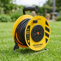 Bobine de câble de 50 mètres 3*2,5 mm avec 4 prises UK/EU pour appareils domestiques et de jardin - Stock usine