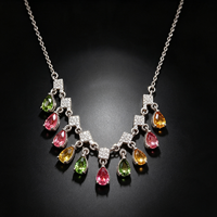Bijoux fins en argent sterling 925 avec tourmaline naturelle de luxe personnalisée, cadeau pour femme pour les banquets et les mariages