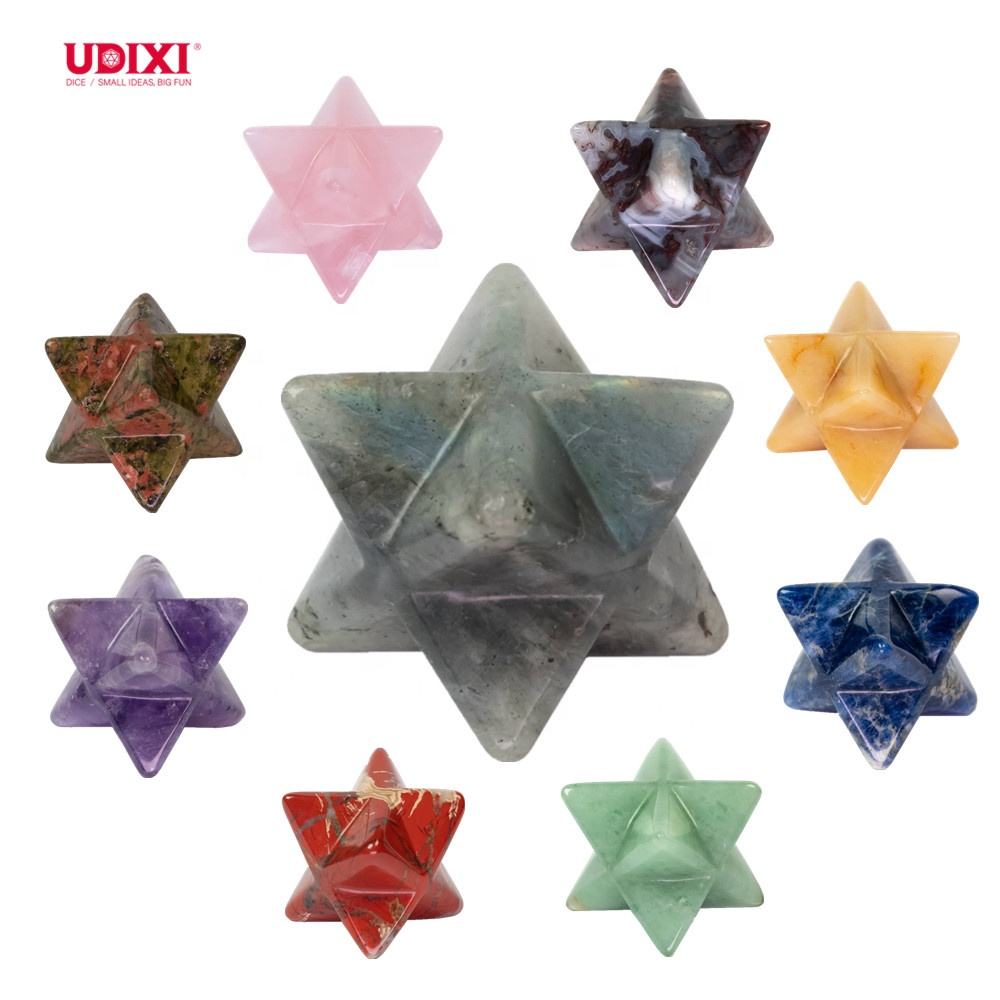 Udixi Merkaba ستار كريستال الكوارتز شبه أحجار كريمة ثمينة الحرفية ل فنغشوي الإيمان شفاء العلاج الحجر عربة