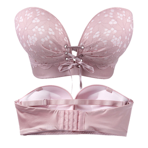 Sujetador de encaje de pecho pequeño, lencería Sexy para mujer, sujetador sin tirantes, tentación romántica, Bralette Invisible de realce Super Push up - Product Image 6
