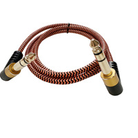 TRS kabel seimbang Stereo untuk Amplifier, mixer, perangkat Audio & gitar 6.35mm sudut kanan ke sudut kanan 3 konduktor