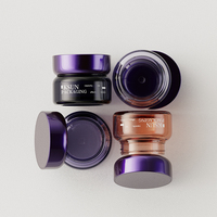 Pots cosmétiques rouges de bouteille de lotion de crème de visage en plastique de la forme ronde 50ml avec des couvercles pour l'emballage de soins de la peau