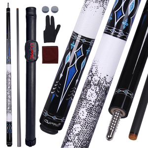 Queue de billard professionnelle CUPPA, joint 3/8x8, faible déflexion, fût en fibre de carbone, pointe de 12,5 mm, poignée en cuir, pour les jeux en club - Product Image 1