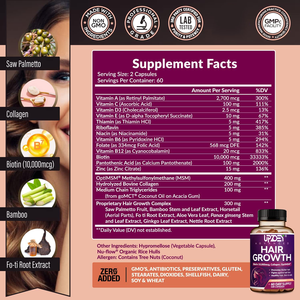 Private Label vitamine per la crescita dei capelli per le donne biotina 10,000mcg <span class=keywords><strong>Collage</strong></span> Saw Palmetto naturalmente più forte e più sano capelli pelle unghie - Product Image 4