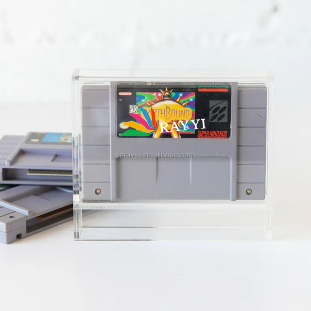 RAY YI UV resistance clear Acrylic Nintendo SNES Game Cartridge Display Case for Retro Video Game