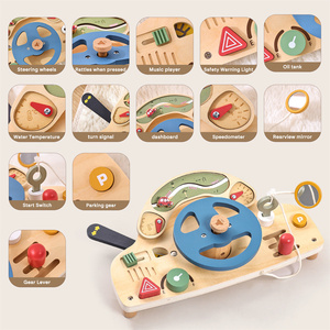 Volant en bois pour enfants, planche d'activités, jouets éducatifs pour développer les compétences de base, jouets de voyage pour activités éducatives des tout-petits - Grande <span class=keywords><strong>Vente</strong></span> - Product Image 3