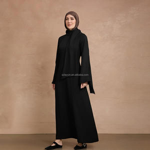 Abaya invernale cappotti con tasche modeste di lana di spessore caldo aperto abbigliamento islamico semplice Ramadan Eid donne turche musulmano Abaya - Product Image 2