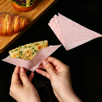 Sacs en papier triangulaires anti-graisse jetables pour emballage alimentaire à emporter, adaptés pour le pain plat, les sandwichs et les en-cas