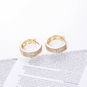 Bijoux CM Mode Boucles d'oreilles créoles plaquées or 18 carats Aretes De Oro Laminado Boucles d'oreilles Huggies serties de pierres Motif creux <span class=keywords><strong>Labyrinthe</strong></span> Femme - Product Image 4