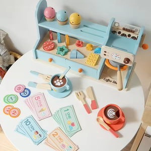 EDULAND CUSTOM - Ensemble de jeu d'imitation Montessori <span class=keywords><strong>en</strong></span> bois pour école maternelle, magasin d'alimentation et machine à café, pour jeu éducatif de rôle - Product Image 3