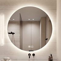Miroir de salle de bain LED intelligent sans cadre rond moderne de 60 à 80 cm avec capteur tactile, éclairage mural pour douche