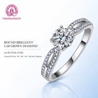 Cadeau élégant pour femmes, bague en diamant de laboratoire rond brillant 1ct D VVS1 VVS2, or 9K 10K 14K 18K, bijoux de prestige