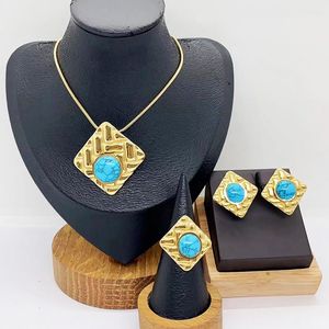 בגדים סיטונאיים אופנה נירוסטה בגדים מצופה זהב 18k פנינים טורקיז אביזרים גיאומטריים שרשראות עמיד למים מתנות - Product Image 6