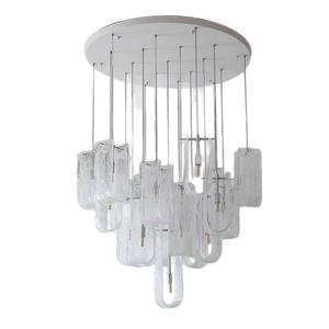 Lustre suspendu cylindrique en verre transparent Design Cluster Art Déco élégant-<span class=keywords><strong>Luminaire</strong></span> multi-lumières brumeux pour intérieurs modernes - Product Image 6