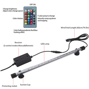 إضاءة <span class=keywords><strong>LED</strong></span> غاطسة لأحواض السمك بألوان RGB قابلة للتعتيم مع جهاز تحكم عن بعد، إكسسوارات إضاءة مقاومة للماء للأحواض وأوعية السمك - Product Image 6