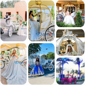 Chariot à chevaux mobile, élégante calèche de princesse, calèche à chevaux électrique, calèche de mariage en forme de citrouille - Product Image 5