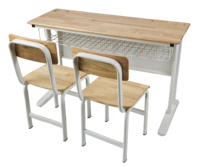 Bureau en bois massif avec filet à livres, double table