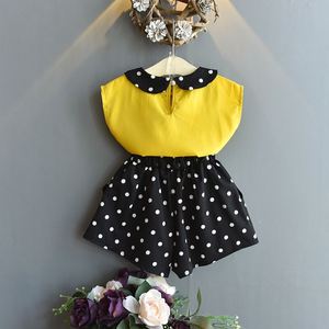 Vestido de tela con borde, modelos largos con estampado de letras y logo, vestido de lunares en blanco y negro, vestido amarillo bebé para niña - Product Image 2