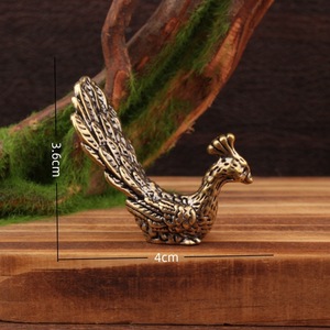 Brass Peacock Tea Pet Feng Shui Desk <b>Ornament</b> Chinese Style Wealth Attracting Decor Office Desktop Accessory - Product Image 4