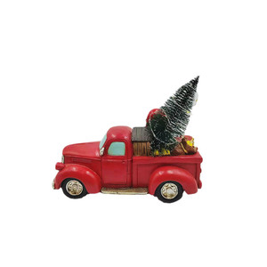 Resin <b>Christmas</b> Truck Ornament With Child And <b>Tree</b> Vintage Style Hanging Decoration For Holiday Decor - Product Image 2