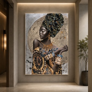 Arte Mural Africano, Impresión de Retrato de Mujer con Pañuelo en la Cabeza, Imagen Abstracta de Rostro <span class=keywords><strong>para</strong></span> Interiores Modernos de Boutique, Salón, Hotel - Product Image 4