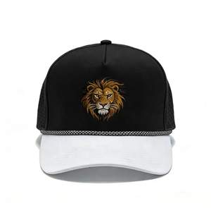 Casquette de baseball brodée Lion, respirante et perforée, style camionneur, réglable avec fermeture snapback, pour le golf et les sports de plein air, avec décoration en corde - Product Image 4