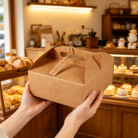 Boîte à pizza en papier kraft vintage en gros, pliable et portable, pour desserts et pâtisseries occidentales