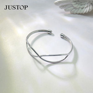 Moda latón abierto hueco Cruz Mobius Loop brazalete chapado en oro pulsera de plata para mujeres parejas amantes joyería de moda - Product Image 3