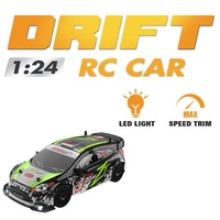 Voiture RC à l'échelle 1:24, 4 roues motrices, haute vitesse 30 km/h, lumières LED, gyroscope, télécommande 2,4 GHz, coque en PVC, câble USB électrique