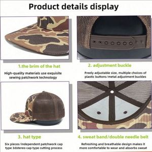 Custom 6 Panel 112 Richardson Duck Brown Camo <b>Snap</b> Back Plain <b>Cap</b> Gorras Mesh Trucker Hat - Product Image 3