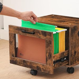 Printer <b>Shelf</b> With Drawer And Mesh Storage Office <b>Desktop</b> Organizer Tiger Palm Color Standing Type - Product Image 3