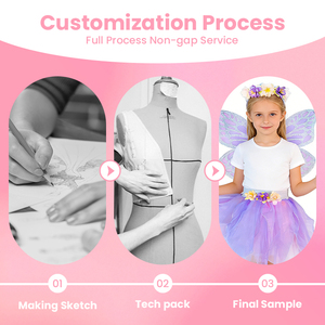 ชุดแฟนซีนางฟ้าสำหรับเด็กผู้หญิงสำหรับวันฮาโลวีน ประกอบด้วยชุดเดรส ปีกผีเสื้อ กระโปรงบัลเลต์ ไม้กายสิทธิ์ และที่คาดผมรูปวงแหวนสำหรับเด็ก (โพลีเอสเตอร์) - Product Image 2