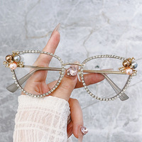 XY81049 fabricant de lunettes personnalisées anti-lumière bleue pour femmes lunettes métal œil de chat bloquant les rayons bleus avec strass