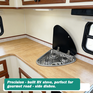 Estufa de Gas para RV JDA de 3 Quemadores, Acero Inoxidable, para Autocaravana, Caravana, Barco, con Cubierta de Vidrio Templado - Product Image 3