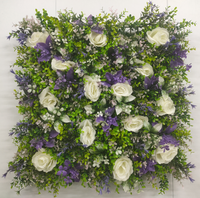 Vente en gros de panneaux de fleurs artificielles blanches de haute qualité 50x50cm, panneau mural en herbe populaire pour la décoration