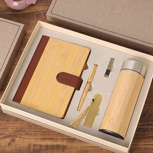 Valentine High End Corporate Office Gift Set with Bamboo Notebook Khaki Gift Box Custom Logo Promotional Business Gift for Men