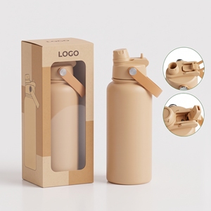 Custom Logo 2 in 1lid Double Wall Leak Proof Vacuum Insulated Sports Flask 24oz Stainless Steel Water Bottle with Spout Straw - Product Image 1