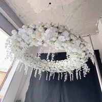MSFAME Künstliche Hängende Blumenarrangements Komplett Weiß Hochzeits-Deckendekoration Kranz Seidenblumen