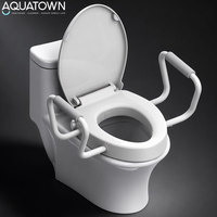Siège de toilette surélevé allongé moderne avec barre d'appui, bidet non électrique, pour la sécurité des seniors dans la salle de bain - Vente en gros usine