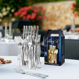 Hot bán hiện đại 24-Piece thép không gỉ dao kéo Bộ Quà Tặng 1010 bốn phần chính cho phương Tây dao muỗng nĩa bên - Product Image 4