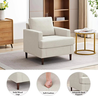 Fauteuil lounge simple moderne avec pieds en bois Fauteuil surdimensionné confortable pour la réception ou la lecture Fauteuil d'appoint rembourré