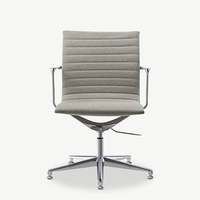Fauteuil de bureau exécutif moderne pivotant en tissu, dossier bas, réglable en hauteur, base 5 étoiles en alliage d'aluminium
