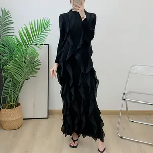 2023 di lusso donna donna estate Miyake plissettato Maxi abito elegante plissettato