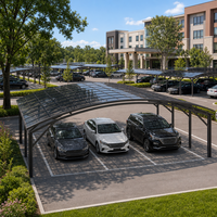 Auvent de stationnement en aluminium, abri de voiture, toit en arche, panneaux translucides |   Abri de voiture multi-emplacements le plus vendu pour bureaux, hôtels et commerces