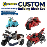 Kit de construction de véhicules Gobricks personnalisable, ensemble de briques de moto, modèle MOC personnalisé, briques en plastique ABS, jouet DIY pour la vente en gros