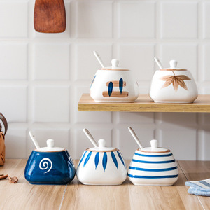 New Household Salt Shaker <b>Ceramic</b> Seasoning <b>Pot</b> Set Kitchen - Product Image 3