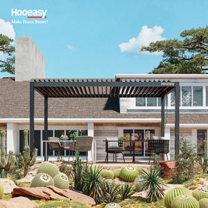 Hooeasy DIY Colonne autoportante <span class=keywords><strong>Lames</strong></span> de persiennes de <span class=keywords><strong>toit</strong></span> réglables manuelles Pavillon rabattable Gazebo <span class=keywords><strong>Pergola</strong></span> d'extérieur bioclimatique - Product Image 1